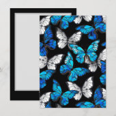 Donker naadloos patroon met blauwe vlinders Morpho Feestdagenkaart (Voorkant / Achterkant)