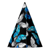 Donker naadloos patroon met blauwe vlinders Morpho Feesthoedjes (Achterkant)