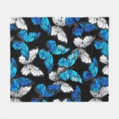 Donker naadloos patroon met blauwe vlinders Morpho Fleece Deken (Voorkant (Horizontaal))