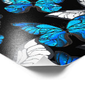 Donker naadloos patroon met blauwe vlinders Morpho Foto Afdruk (Hoek)