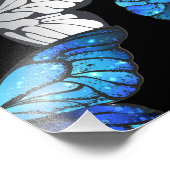 Donker naadloos patroon met blauwe vlinders Morpho Foto Afdruk (Hoek)