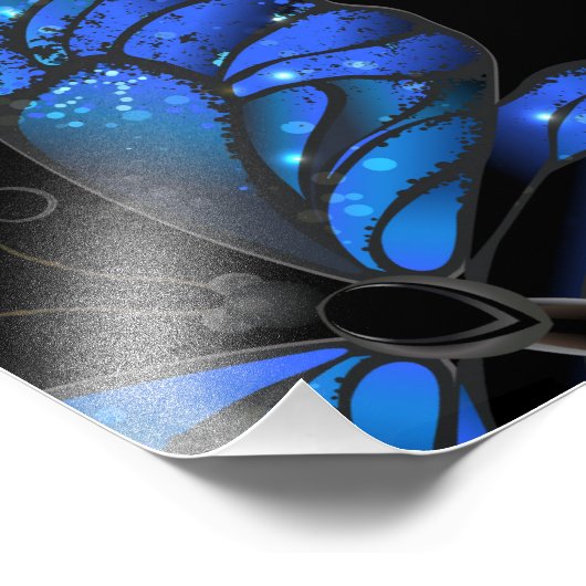 Donker naadloos patroon met blauwe vlinders Morpho Foto Afdruk (Hoek)