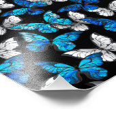 Donker naadloos patroon met blauwe vlinders Morpho Foto Afdruk (Hoek)