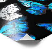 Donker naadloos patroon met blauwe vlinders Morpho Foto Afdruk (Hoek)