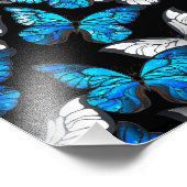 Donker naadloos patroon met blauwe vlinders Morpho Foto Afdruk (Hoek)