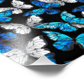 Donker naadloos patroon met blauwe vlinders Morpho Foto Afdruk (Hoek)