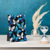 Donker naadloos patroon met blauwe vlinders Morpho Fotoplaat (Zijkant)