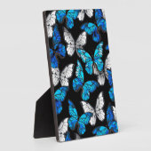Donker naadloos patroon met blauwe vlinders Morpho Fotoplaat (Zijkant)