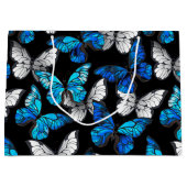 Donker naadloos patroon met blauwe vlinders Morpho Groot Cadeauzakje (Voorkant)