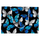 Donker naadloos patroon met blauwe vlinders Morpho Groot Cadeauzakje (Achterkant)