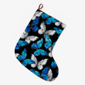 Donker naadloos patroon met blauwe vlinders Morpho Grote Kerstsok (Voorkant (Hangend))