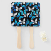 Donker naadloos patroon met blauwe vlinders Morpho Handwaaier (Voorkant en achterkant)