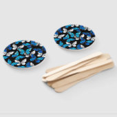 Donker naadloos patroon met blauwe vlinders Morpho Handwaaier (Niet-gemonteerd)