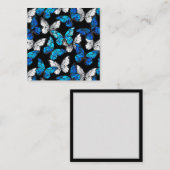 Donker naadloos patroon met blauwe vlinders Morpho Informatiekaartje (Voorkant / Achterkant)