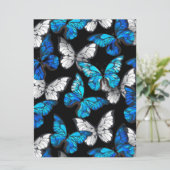 Donker naadloos patroon met blauwe vlinders Morpho Kaart (Staand voorkant)