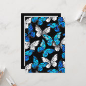 Donker naadloos patroon met blauwe vlinders Morpho Kaart (Voorkant / Achterkant in situ)