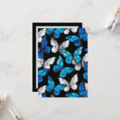 Donker naadloos patroon met blauwe vlinders Morpho Kaart (Voorkant / Achterkant in situ)