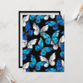 Donker naadloos patroon met blauwe vlinders Morpho Kaart (Voorkant / Achterkant in situ)