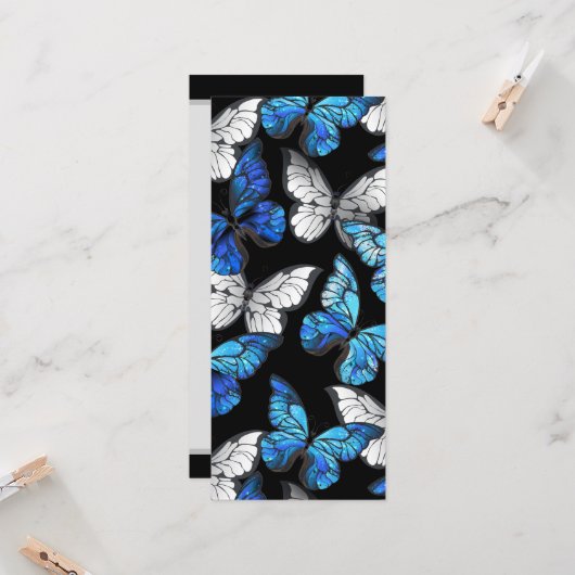 Donker naadloos patroon met blauwe vlinders Morpho Kaart (Voorkant / Achterkant in situ)