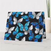 Donker naadloos patroon met blauwe vlinders Morpho Kaart (Achterkant)