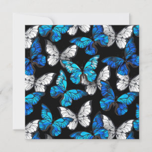Donker naadloos patroon met blauwe vlinders Morpho Kaart