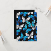 Donker naadloos patroon met blauwe vlinders Morpho Kaart (Voorkant / Achterkant in situ)