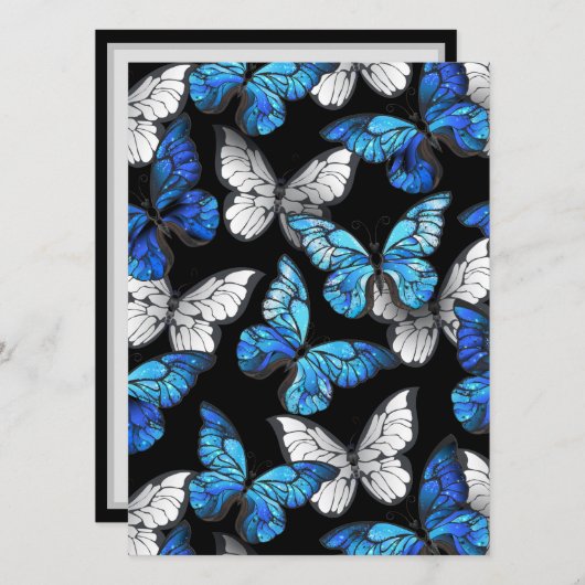Donker naadloos patroon met blauwe vlinders Morpho Kaart (Voorkant / Achterkant)