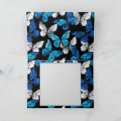 Donker naadloos patroon met blauwe vlinders Morpho Kaart (Binnen)