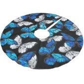 Donker naadloos patroon met blauwe vlinders Morpho Kerstboom Rok (Gekanteld)