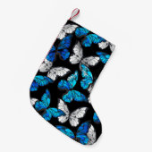Donker naadloos patroon met blauwe vlinders Morpho Kleine Kerstsok (Voorkant (Hangend))
