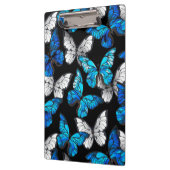 Donker naadloos patroon met blauwe vlinders Morpho Klembord (Links)