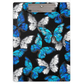 Donker naadloos patroon met blauwe vlinders Morpho Klembord (Voorkant)