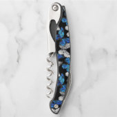 Donker naadloos patroon met blauwe vlinders Morpho Kurkentrekker (Voorkant)