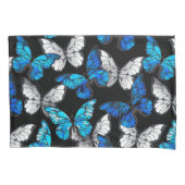 Donker naadloos patroon met blauwe vlinders Morpho Kussensloop (Voorkant)