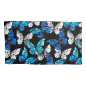 Donker naadloos patroon met blauwe vlinders Morpho Kussensloop (Achterkant-Rechts)