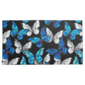 Donker naadloos patroon met blauwe vlinders Morpho Kussensloop (Voorkant-Rechts)