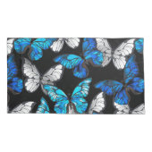 Donker naadloos patroon met blauwe vlinders Morpho Kussensloop (Achterkant)