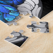 Donker naadloos patroon met blauwe vlinders Morpho Legpuzzel (Zijkant)