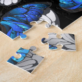Donker naadloos patroon met blauwe vlinders Morpho Legpuzzel (Zijkant)