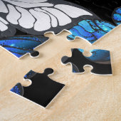 Donker naadloos patroon met blauwe vlinders Morpho Legpuzzel (Zijkant)