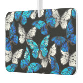 Donker naadloos patroon met blauwe vlinders Morpho Luchtverfrisser (Links)