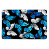 Donker naadloos patroon met blauwe vlinders Morpho Magneet (Horizontaal)