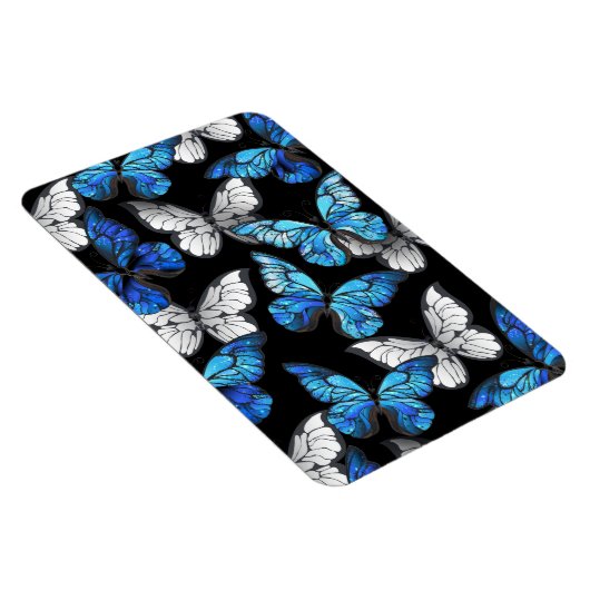 Donker naadloos patroon met blauwe vlinders Morpho Magneet (Rechterzijde)