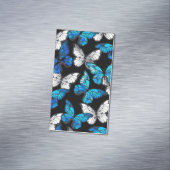 Donker naadloos patroon met blauwe vlinders Morpho Magnetisch Visitekaartje (Voorbeeld)