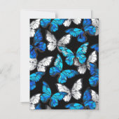 Donker naadloos patroon met blauwe vlinders Morpho Magnetische Uitnodiging (Voorkant)