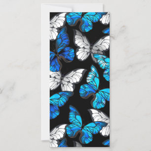 Donker naadloos patroon met blauwe vlinders Morpho Magnetische Uitnodiging