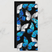 Donker naadloos patroon met blauwe vlinders Morpho Menu (Voorkant / Achterkant)