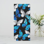 Donker naadloos patroon met blauwe vlinders Morpho Menu (Staand voorkant)