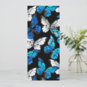 Donker naadloos patroon met blauwe vlinders Morpho Menu (Staand voorkant)