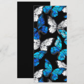 Donker naadloos patroon met blauwe vlinders Morpho Menu (Voorkant / Achterkant)